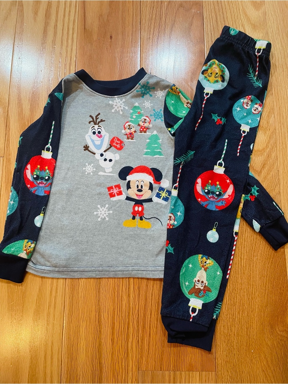 Disney Mickey & Friends Holiday Pajama Set in Navy, Gray, Red, Green